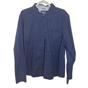Nautica Classic Fit Long Sleeve Button Down Men's XXL Navy Blue Geometric Print